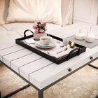 Bandeja Decorativa Grande Flores E Folhas - 45x30cm Preta