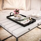 Bandeja Decorativa Grande Folha De Palmeira - 45x30cm Preta