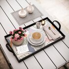 Bandeja Decorativa Grande Folhas Verde - 45x30cm Preta