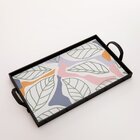 Bandeja Decorativa Grande Folhas Verde - 45x30cm Preta