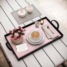 Bandeja Decorativa Grande Fundo Rosa E Coraçãozinho - 45x30cm