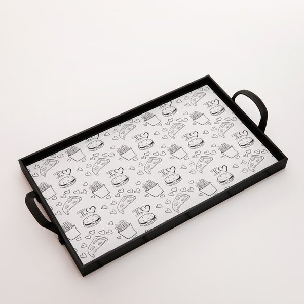 Bandeja Decorativa Grande Lanches - 45x30cm Preta