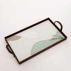 Bandeja Decorativa Grande Montanha Abstrata - 45x30cm Marrom