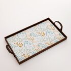 Bandeja Decorativa Grande Ramos Coloridos - 45x30cm Marrom