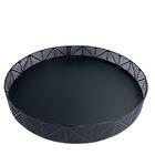 Bandeja Decorativa Grande Redonda Preta De Metal Trabalhada