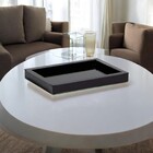 Bandeja Decorativa Laqueada Vidro Preto Luxo Sala Quarto Gran