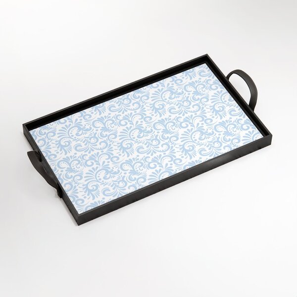 Bandeja Decorativa Média Arabesco Azul - 40x28cm Preta