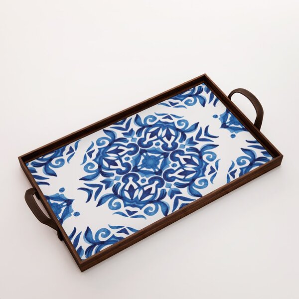 Bandeja Decorativa Média Arabesco Azul Marinho - 40x28cm Marr