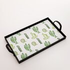 Bandeja Decorativa Média Cactos Verde - 40x28cm Preta