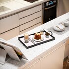 Bandeja Decorativa Média Chevron Rosa - 40x28cm Preta