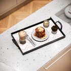 Bandeja Decorativa Média Chevron Rosa - 40x28cm Preta