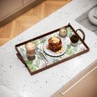 Bandeja Decorativa Média Folhas Diversas - 40x28cm Marrom