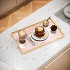 Bandeja Decorativa Média Folhas Rosa Envelhecido - 40x28cm Cl