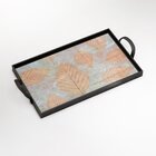 Bandeja Decorativa Média Folhas Seca - 40x28cm Preta