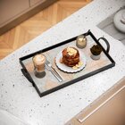 Bandeja Decorativa Média Folhas Seca - 40x28cm Preta