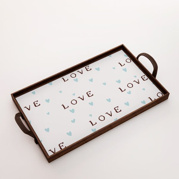 Bandeja Decorativa Média Love - 40x28cm Marrom