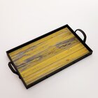 Bandeja Decorativa Média Madeira Amarelo Pátina - 40x28cm Pre