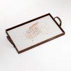 Bandeja Decorativa Média Marmorizada Gold - 40x28cm Marrom