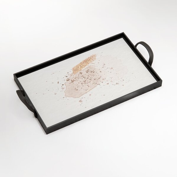 Bandeja Decorativa Média Marmorizada Gold - 40x28cm Preta