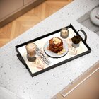 Bandeja Decorativa Média Padrão Abstrato E Flor - 40x28cm Pre