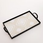 Bandeja Decorativa Média Padrão Geométrico - 40x28cm Preta