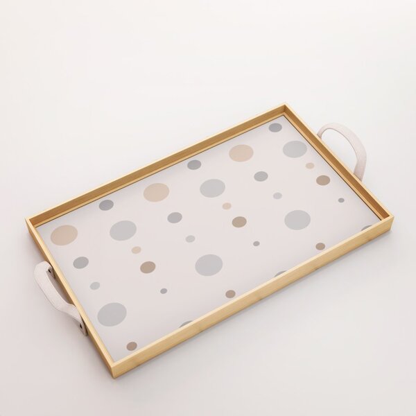 Bandeja Decorativa Média Poá Tons Bege - 40x28cm Clara