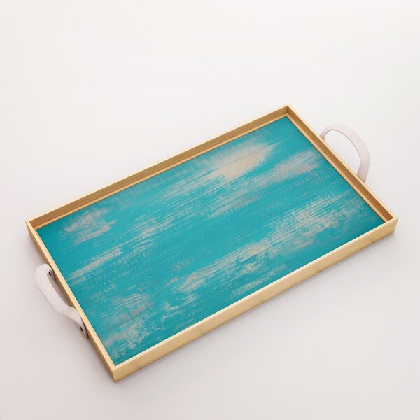 Bandeja Decorativa Média Vintage Madeira Azul - 40x28cm Clara