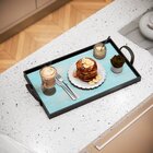 Bandeja Decorativa Média Vintage Madeira Azul Claro - 40x28cm