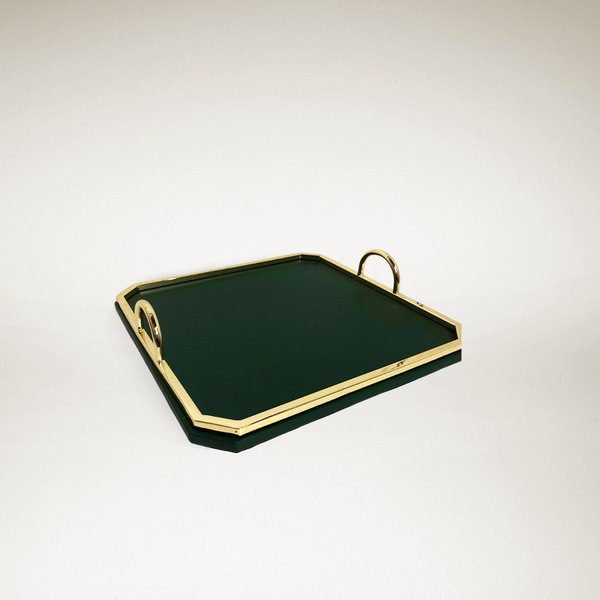 Bandeja Decorativa Noite Metal Verde Eucalipto