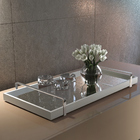 Bandeja Decorativa Off White Espelhada Alça Cromada