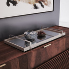 Bandeja Decorativa Off White Espelhada - Alça Cromada