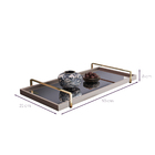 Bandeja Decorativa Off White Espelhada - Alça Dourada