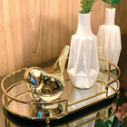 Bandeja Decorativa Oval Com Espelho 26x16cm - Dourada