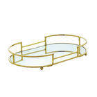 Bandeja Decorativa Oval Com Espelho 32x18cm - Dourada