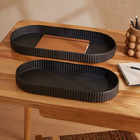 Bandeja Decorativa Oval Em Metal Preto 38cm 16882 Mart