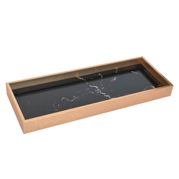 Bandeja Decorativa Para Sala Preta Carrara G 40,5 Cm