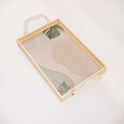 Bandeja Decorativa Pequena Abstrato E Folhas Verde - 32x22cm