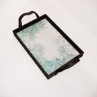 Bandeja Decorativa Pequena Aquarela E Flor - 32x22cm Preta