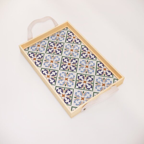 Bandeja Decorativa Pequena Azulejo Português - 32x22cm Clara