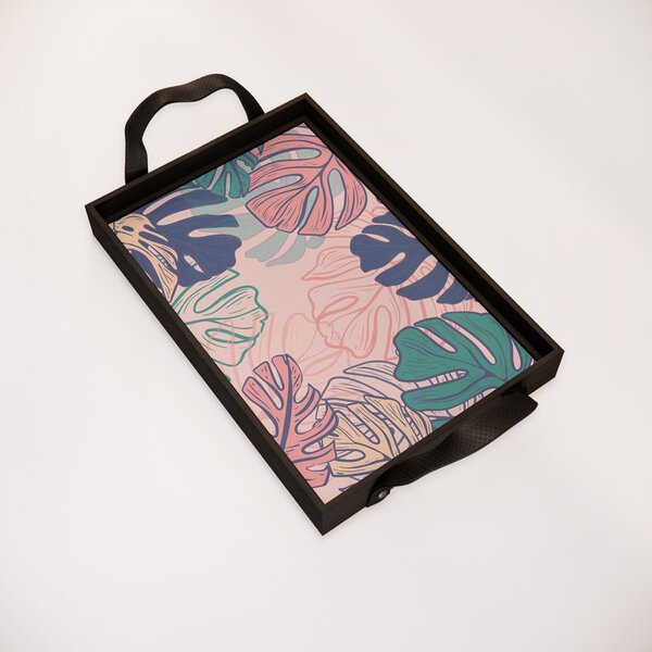 Bandeja Decorativa Pequena Costela De Adão Colorida - 32x22cm