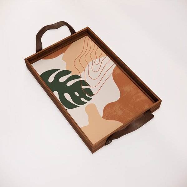 Bandeja Decorativa Pequena Costela De Adão Verde - 32x22cm Ma