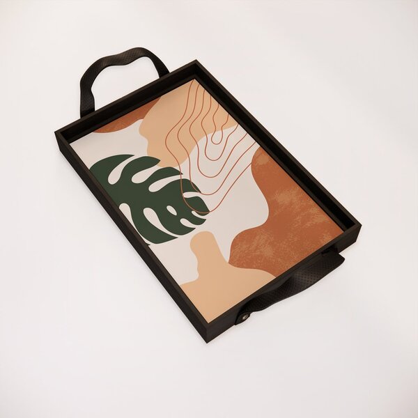 Bandeja Decorativa Pequena Costela De Adão Verde - 32x22cm Pr