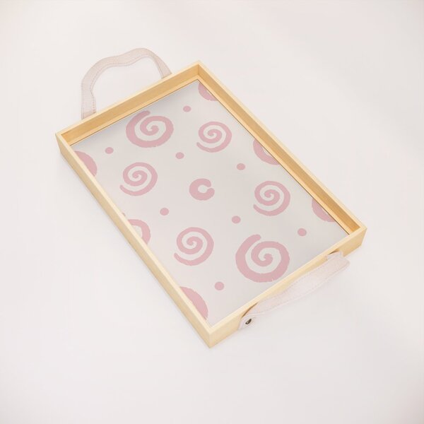Bandeja Decorativa Pequena Espiral Rosa - 32x22cm Clara