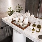 Bandeja Decorativa Pequena Flor Branca - 32x22cm Marrom