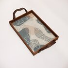 Bandeja Decorativa Pequena Flor Branca - 32x22cm Marrom