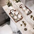 Bandeja Decorativa Pequena Flor Branca - 32x22cm Marrom