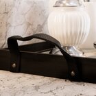 Bandeja Decorativa Pequena Flor Branca - 32x22cm Preta