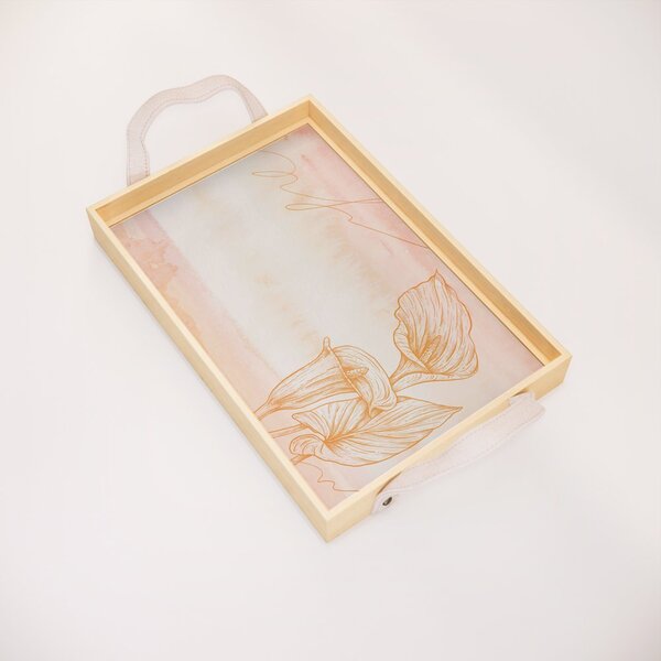 Bandeja Decorativa Pequena Flor Copo De Leite - 32x22cm Clara