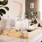 Bandeja Decorativa Pequena Flor E Ramo - 32x22cm Clara