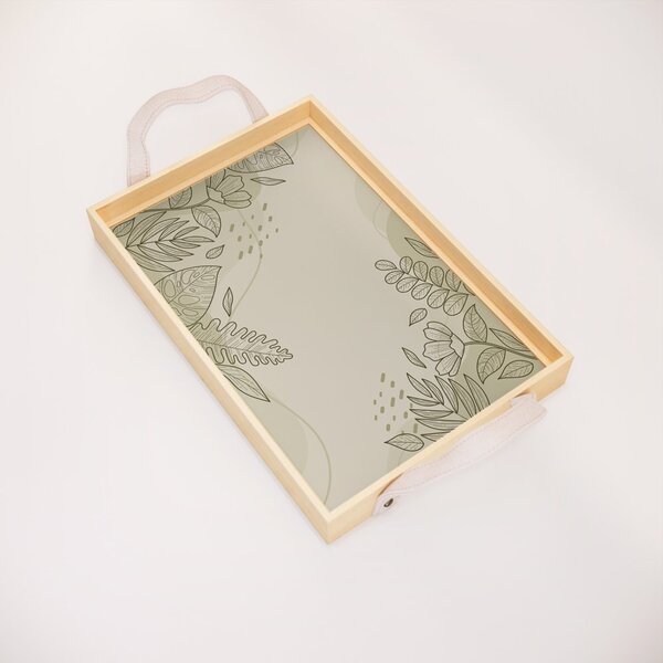 Bandeja Decorativa Pequena Flor E Ramo - 32x22cm Clara